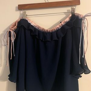 Navy off the shoulder blouse